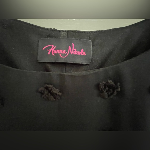 Hanna Nikole Women's Size US 16 Black Swiss Dot Sheer Tiered Dress - Picture 3 of 5